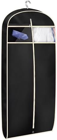 MISSLO 43″ Gusseted Travel Garment Bag with Accessories Zipper Pocket Breathable Suit Garment Cover for Shirts Dresses Coats, Black