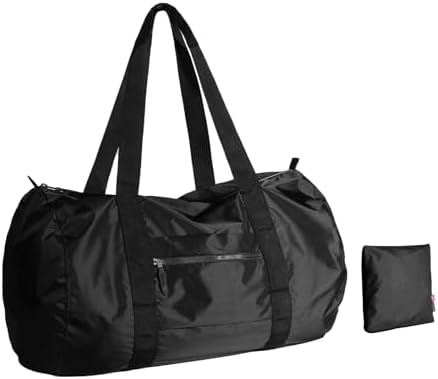 pack all 45L Water-Resistant Nylon Duffel Bag, Foldable Sports Gym Weekender Bag for Travel, Fitness and Camping (Black)