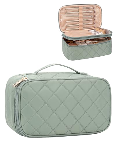 Relavel Small Makeup Bag, Travel Cosmetic Bag Make Up Pouch, Small Makeup Organizer Bag for Women, Waterproof Handbag Toiletry Bag Essentials for Daily Use (Green)