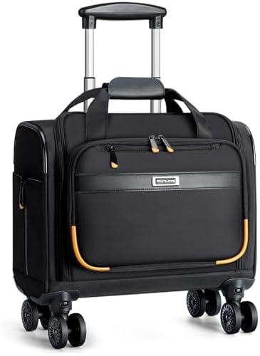 Rolling Laptop Bag – Rolling Briefcase with 4 Spinner Wheels, 15.6 Inch 1680D Nylon Water Resistant Computer Bag for Men and Women Work Travel, Black