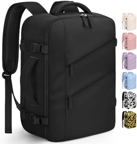 Capolo Travel Backpack for Women Men Waterproof Laptop Backpack Flight Approved Carry On Backpack Overnight Weekender Bag College Bookbag for Business, Work, Traveling Fits 15.6 ” Laptop,Black