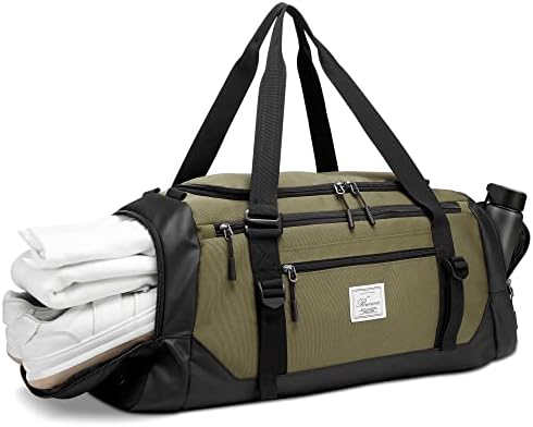 Travel Duffle Bag for Men 40L Medium Size Traveling Duffel Bag Weekender Overnight with Wet Pocket & Shoes Compartment Multifunctional Sports Gym Bags (Green)