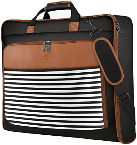 MATEIN Suit Carry On Garment Bags for Travel, Suit Bag with Detachable Adjustable Shoulder Strap, Waterproof Foldable Luggage Bag for Men Women, Large Compartment for Carrying Clothes, Black Stripe