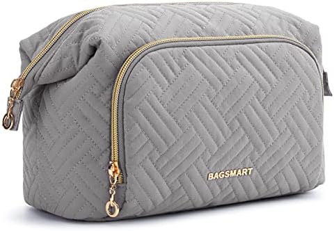 BAGSMART Travel Makeup Bag, Cosmetic Bag Make Up Organizer Case,Large Wide-open Pouch for Women Purse for Toiletries Accessories Brushes