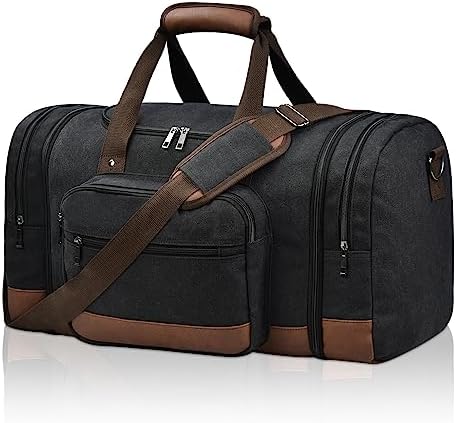 Litvyak Duffle Bag for Travel,Carry on Bag Travel Bags for Men Canvas Duffel Bag Overnight Weekend Gym Bag Carry On Luggage Bags Black