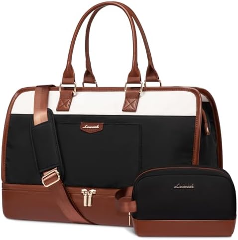 LOVEVOOK Travel Duffel Bag For Women, Weekender Bags With Shoe Compartment, Air Approved Overnight Carry-on Bags With Wet Pocket, Gym Tote Bag, Hospital Bag, 2Pcs