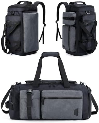 BAGSMART Gym Bag for Men, 28L Sports Duffel Bags for Traveling, Weekender Overnight Bag with Shoe Laptop Compartment, Carry on Backpack for Airplanes-Black-gray